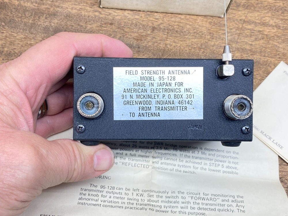 American Electronics Field Strength Meter / SWR Bridge, model 95-128 ~ untested