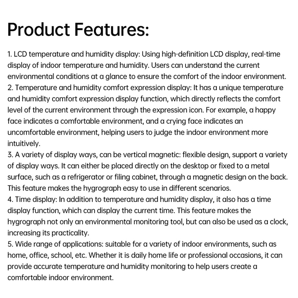 Thermometer Indoor Digital Hygrometer Temperature Humidity Meter Time Function