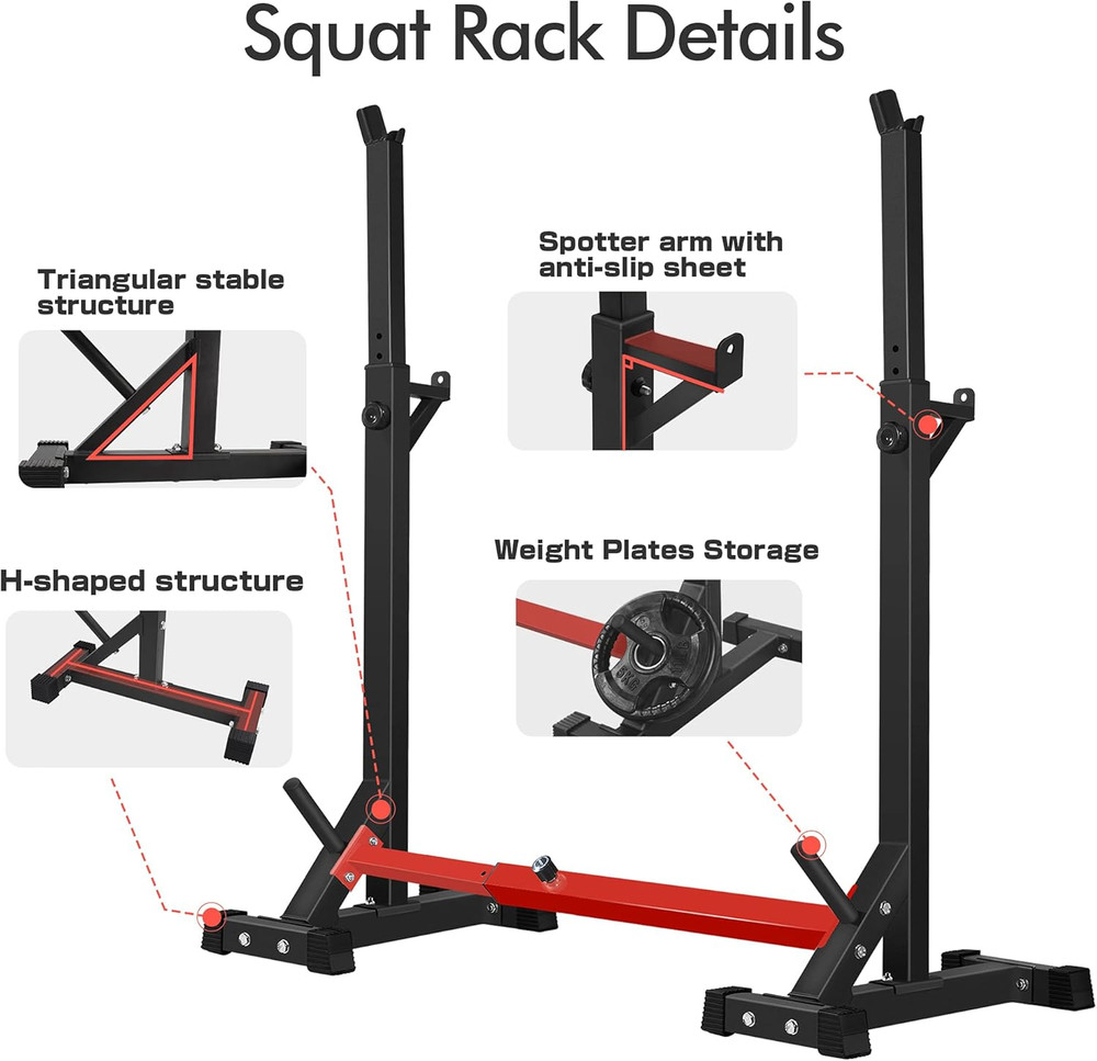 Adjustable Squat Rack Stand Multi-Function Barbell Rack Weight Lifting Gym Dumbb