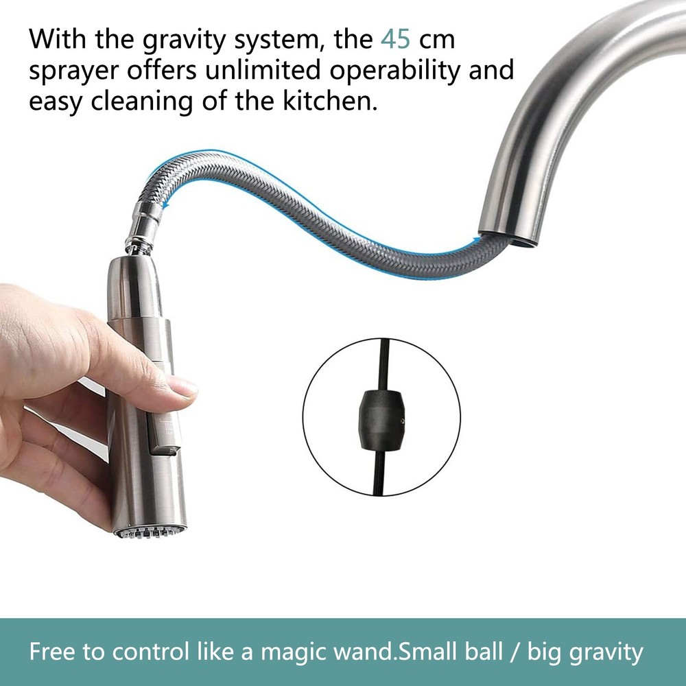 Brushed Nickel Touch Sensor Kitchen Faucet Sink Pull Down Sprayer Single Handle