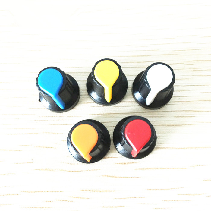 20Pcs 6mm Threaded Knurled WH148 Potentiometer Knobs Cap Caps 15*17mm Yellow