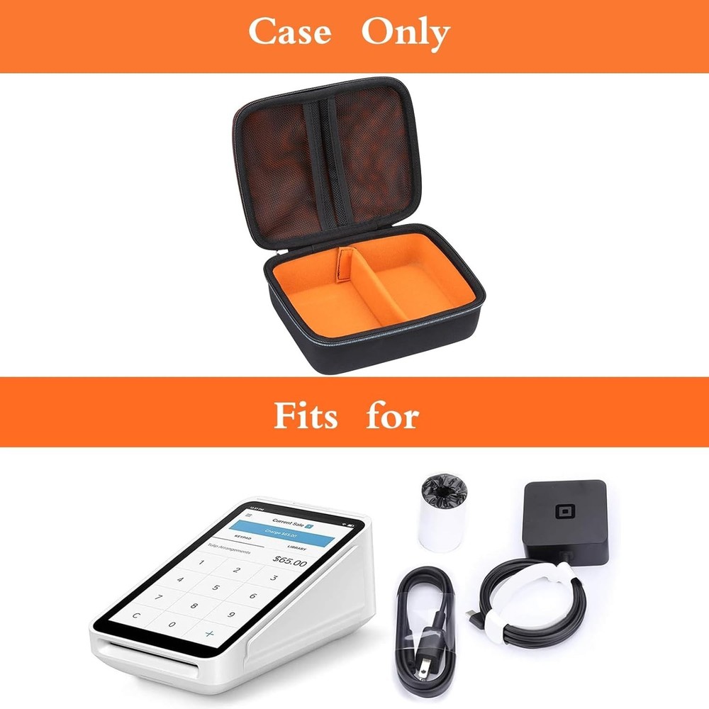 Compact Zippered Hard Case for Square Terminal & Printer Paper - 4 Compartments
