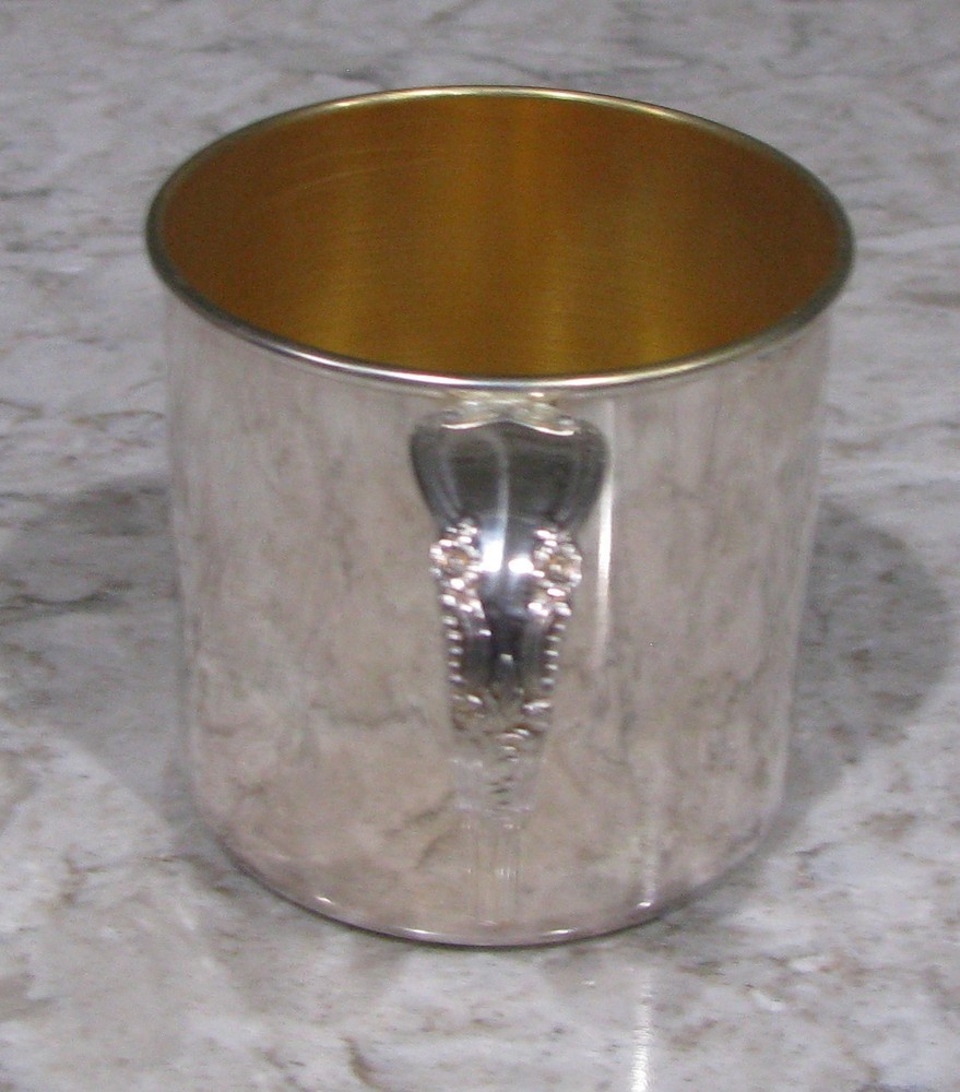 Oneida Enchantment Child's Silver & Gold Cup, 1881 Rogers, Christening Cup