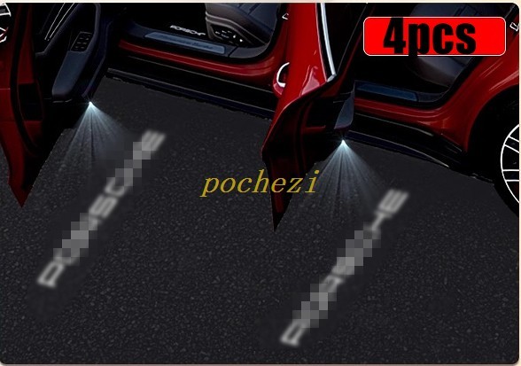 New 4Pcs Led Projector Ghost Shadow Light Door Fits For Macan Cayenne Cayman
