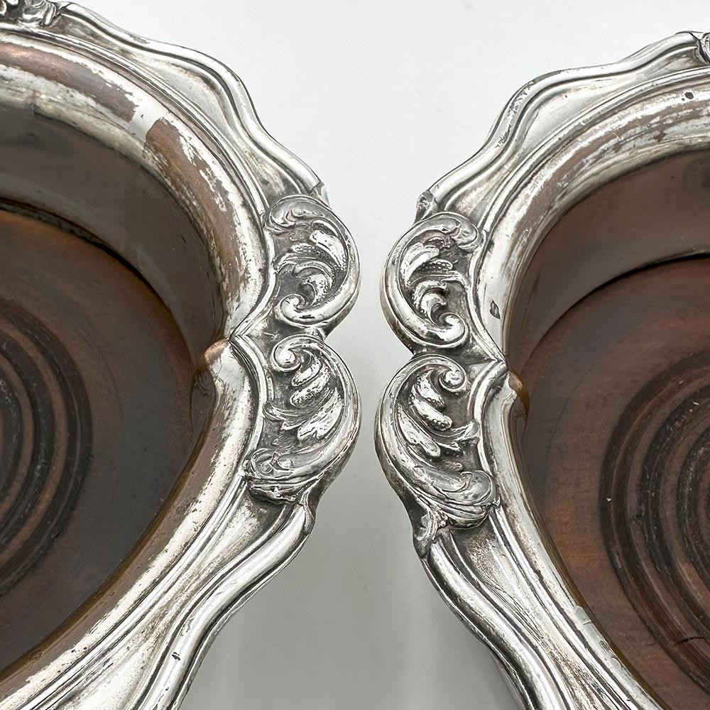 PAIR BOTTLE COASTERS OLD SHEFFIELD PLATE WILLIAM IV c1830