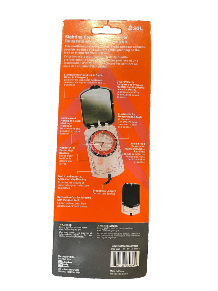 Sol Sighting Compass With Mirror