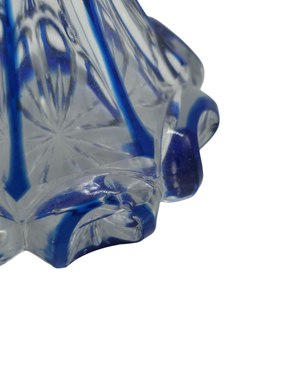 Vintage Czech Bohemian Cobalt Blue Cut to Clear Crystal Perfume Decanter