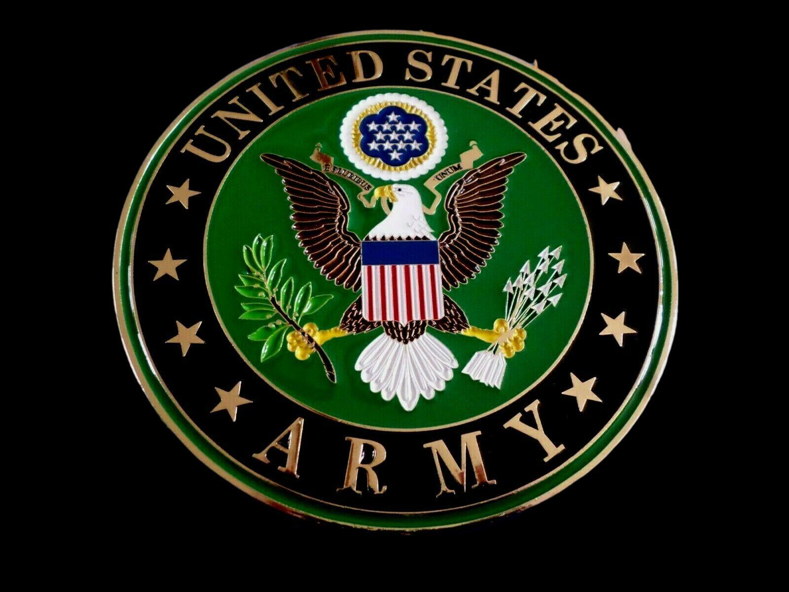 U.S ARMY METAL MEDALLION ENAMEL SHADOW BOX PRESENTATION EMBLEM PLAQUE 4" X 4"