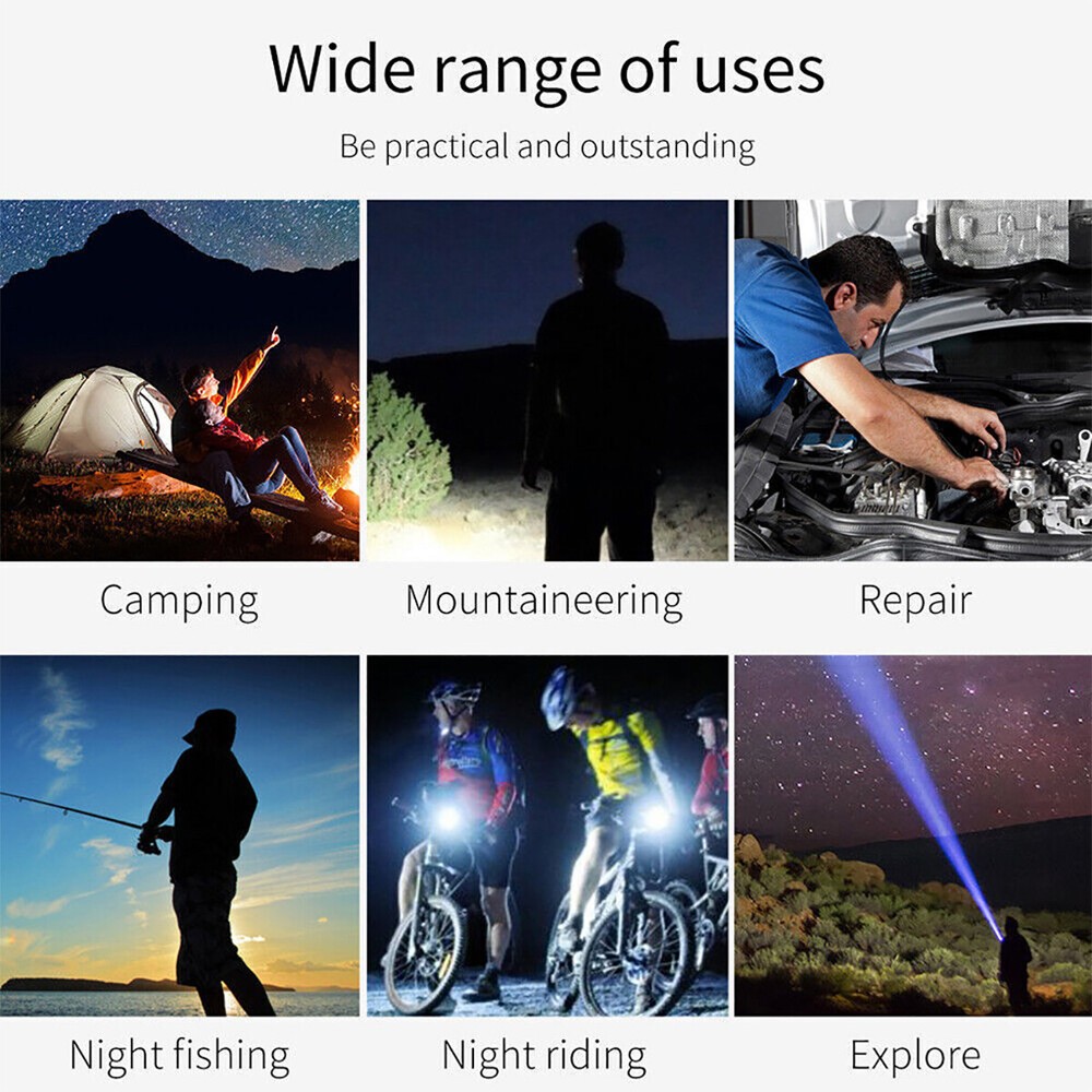2x LED Super Bright Flashlight Rechargeable Torch Tactical Lamp