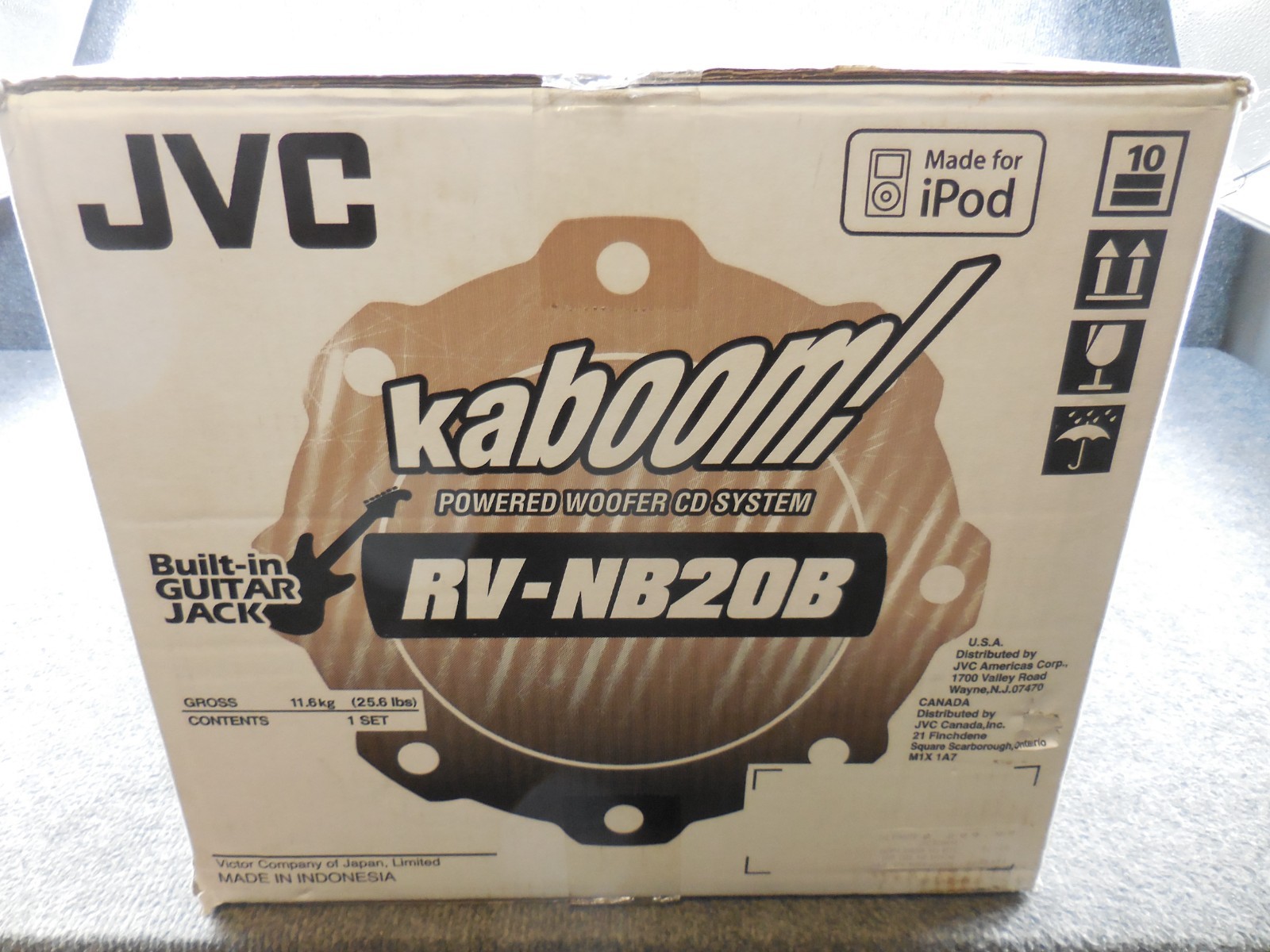 NOS New Unused JVC RV-NB20B Kaboom Boombox Stereo CD Guitar Jack ipod