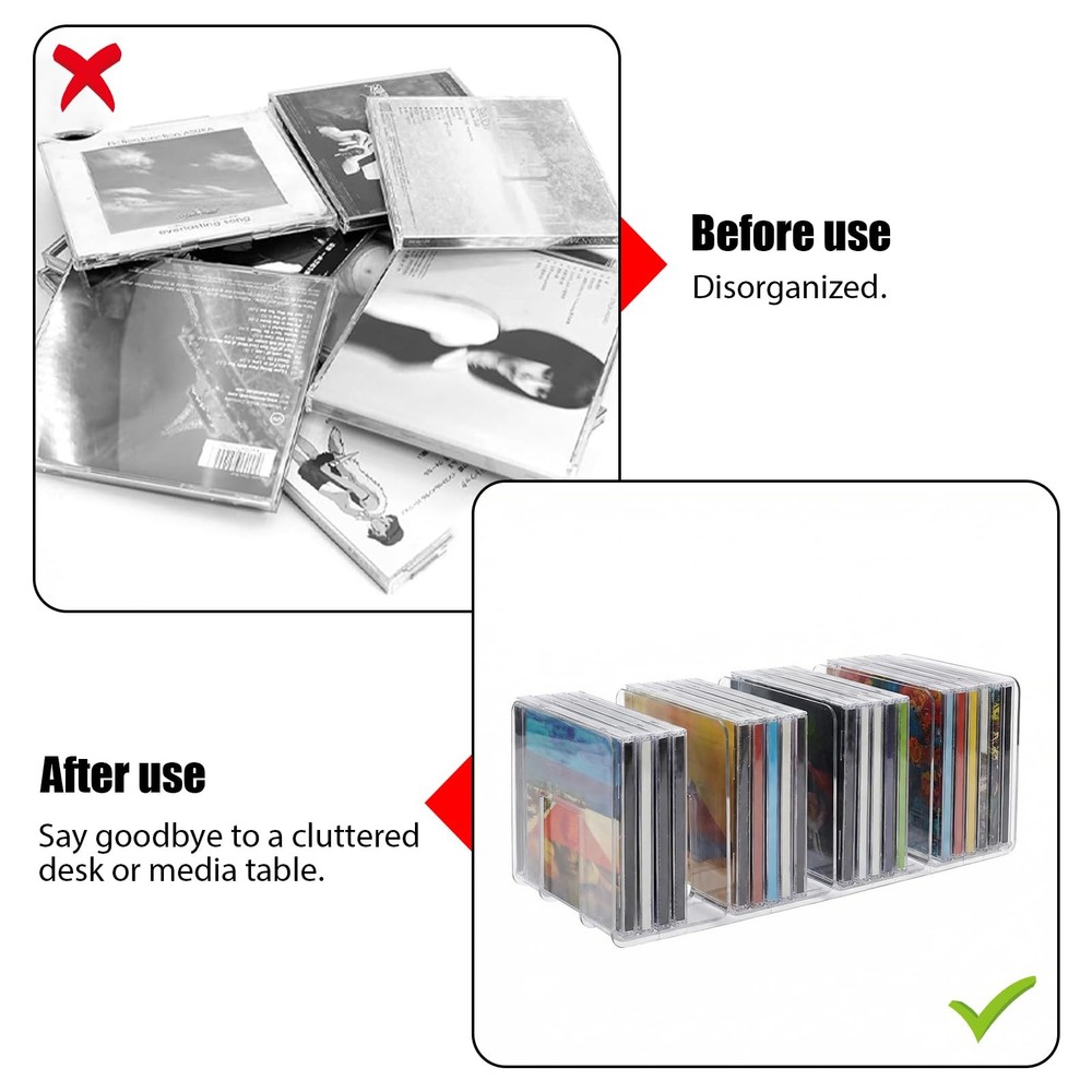 2 PCS CD Holder, Clear Acrylic Storage Record Display CD Rack, Cd Organizer w...