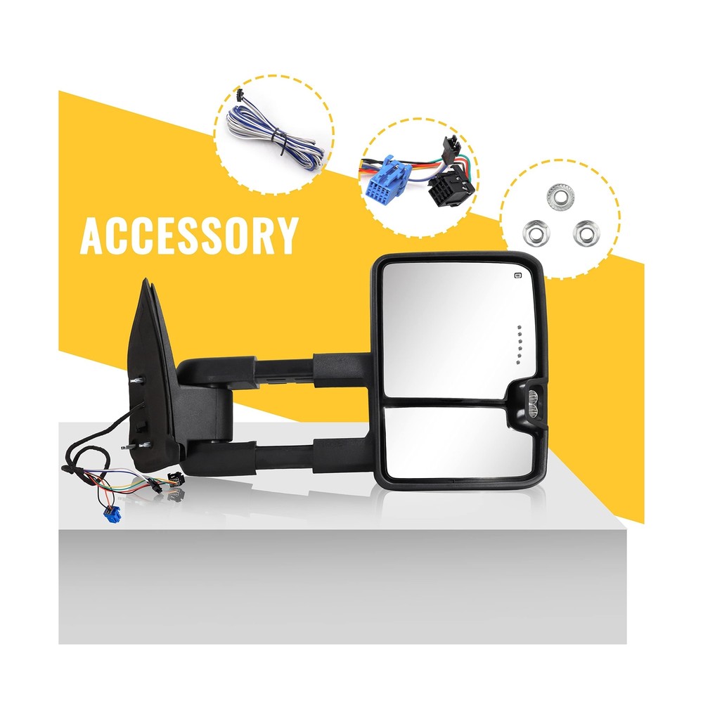Towing Mirrors Switchback Turn Lights Compatible with 2003-2007 Chevy Silvera...