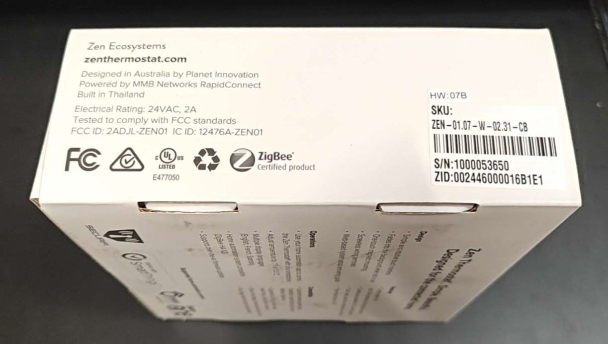 Zen Ecosystems Programmable Thermostat Wi-Fi Edition White