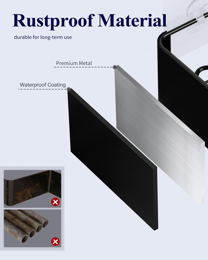 Kitsure Shower Caddy - 2 Pack Adhesive Organizer, Large, Black