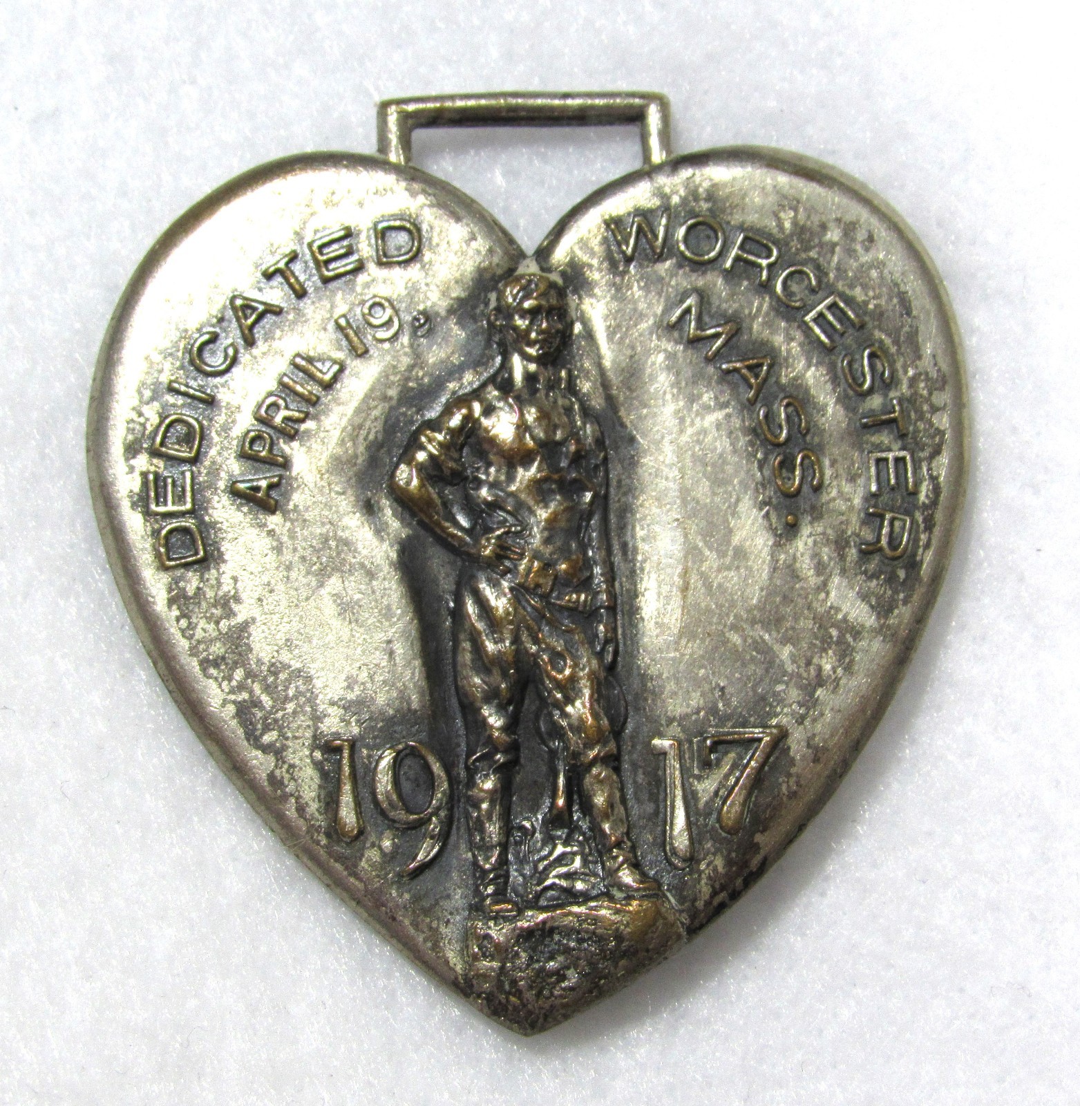 WORCESTER MASS 1917 WWI US WAKE UP AMERICA DAY PATRIOTS WAR EFFORT PARADE MEDAL