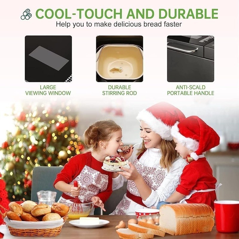 Automatic Bread Machine 710W Non Stick Ceramic Pan 17 Programs Timer Dispenser