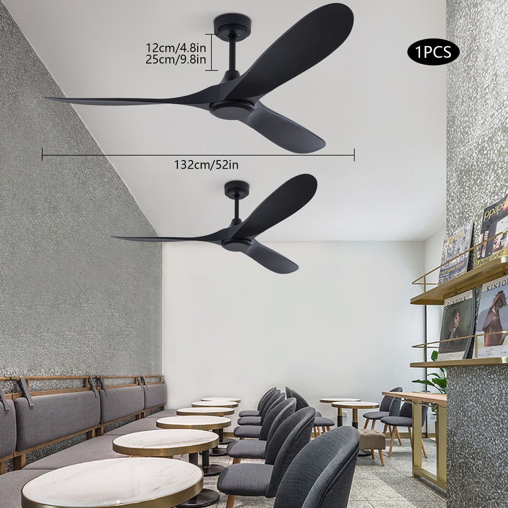 52" Flush Mount Solid Wood Ceiling Fan with Light 3 Speed Quiet DC Motor 3 CCT
