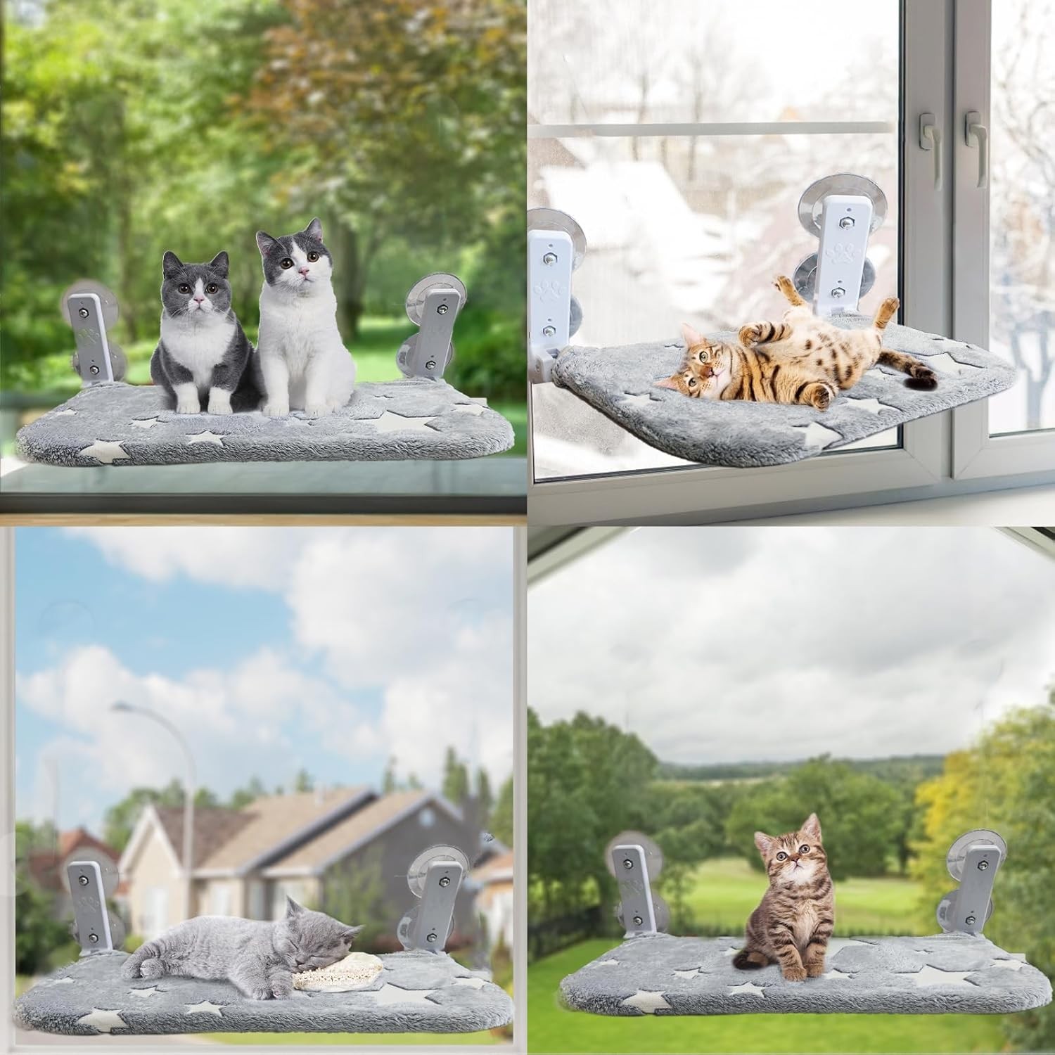 Foldable Cat Hammock for Window Glow in the Dark Cordless Cat Window Perch