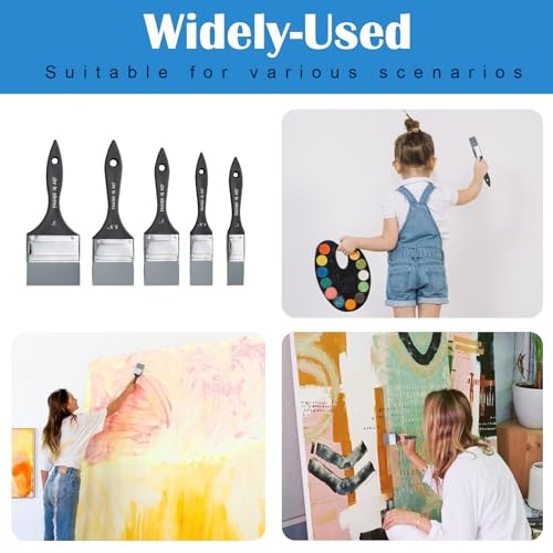 Silicone Paint Brush Set - Flat Shaped Tool for Water Based Acrylic - Acrylic