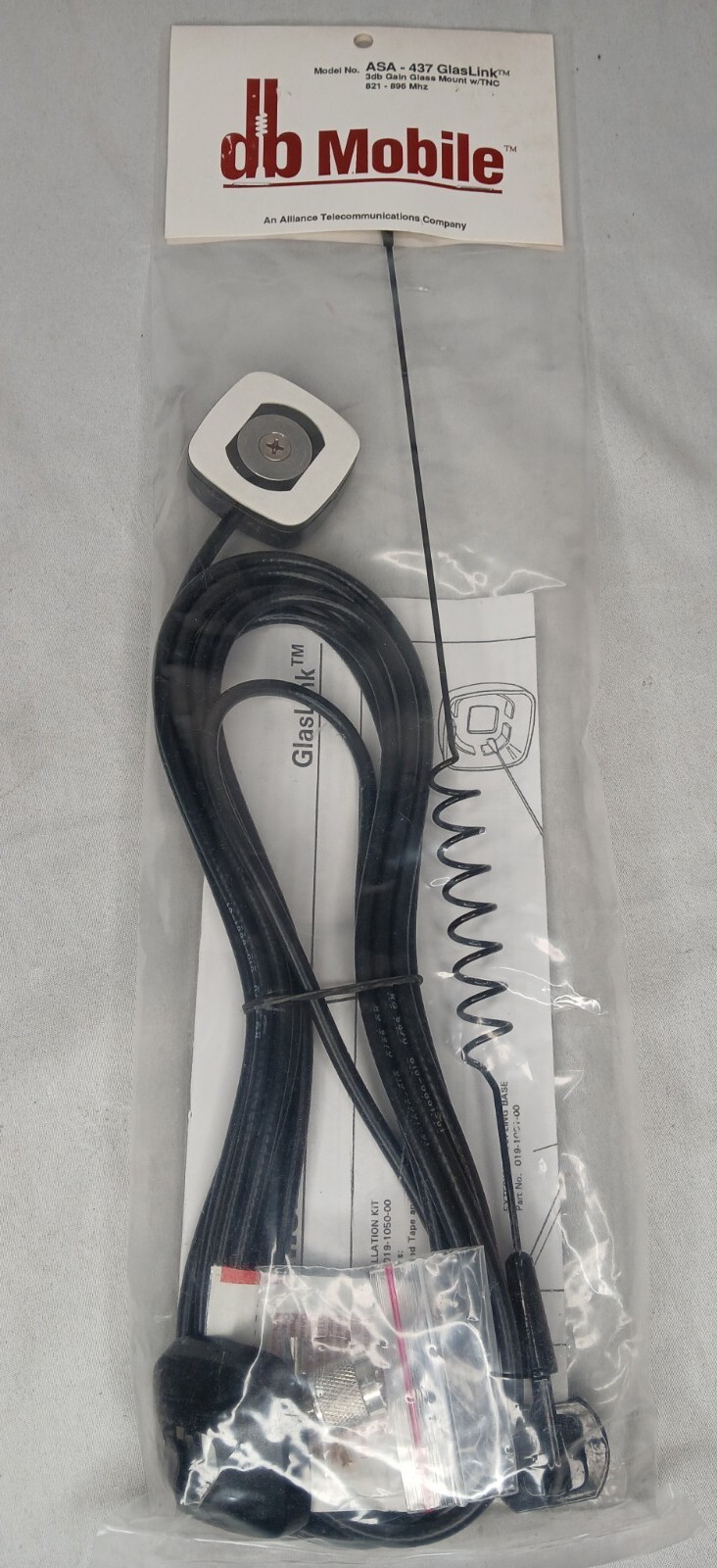 GlasLink Glass Mount Dual Band Cellular UHF Antenna NEW w/ All Mounting Hardware