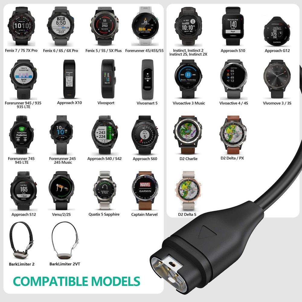Compatible for Garmin Watch Charger Cable (2 Pack)