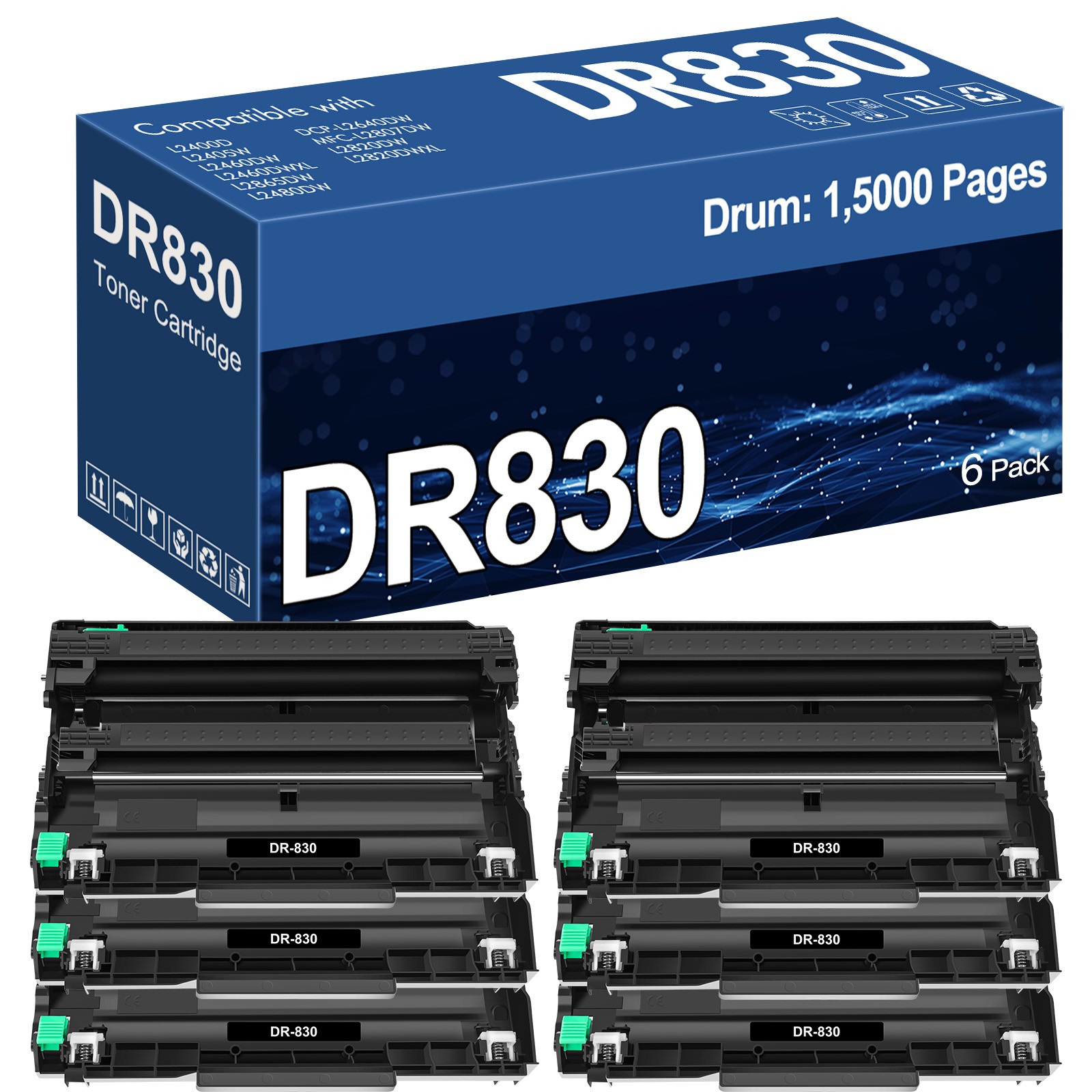 TN830 XL Toner Cartridge for Brother DR830 HL-L2400D HL-L2405W DCP-L2640DW LOT