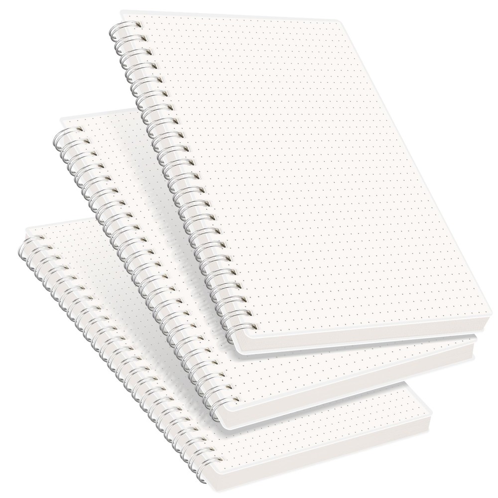 RETTACY Dotted Journal Notebook, 3-Pack, 160 Pages per Pack, Dot, Transparent