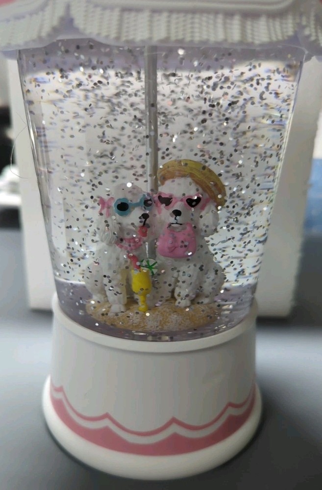 Poodle Glitter LED Snow Globe