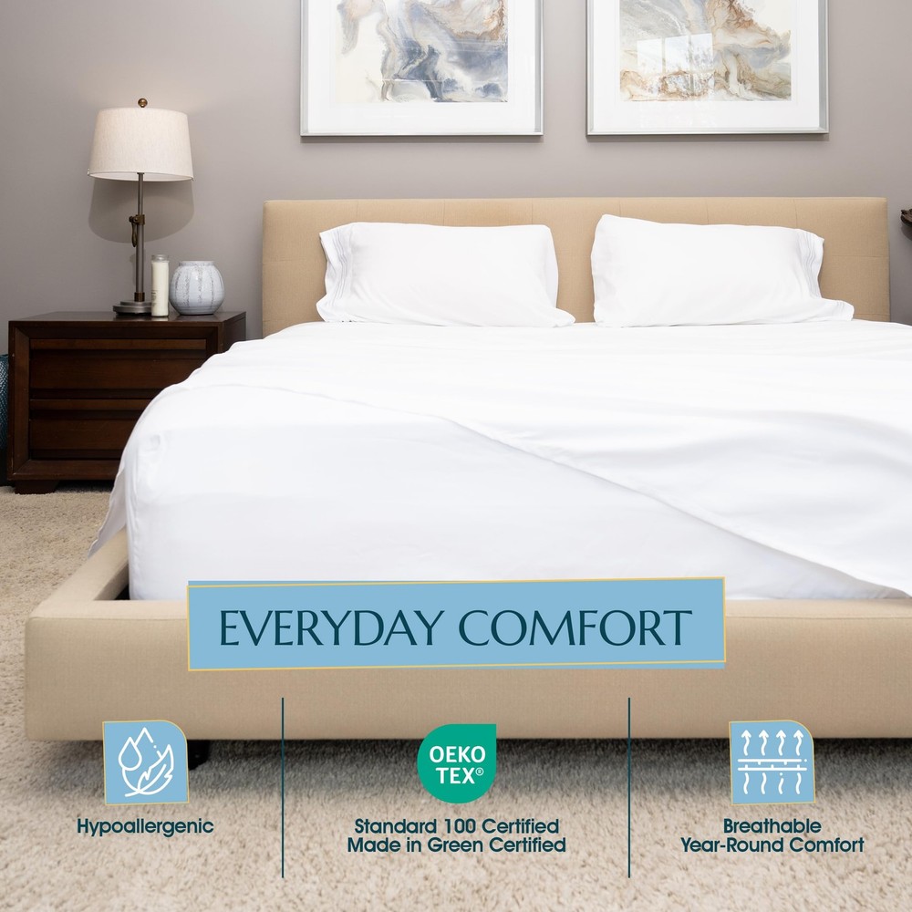 Stych Loom Queen Sheet Set – 4-Piece Soft Microfiber Sheets Set with Flat F...