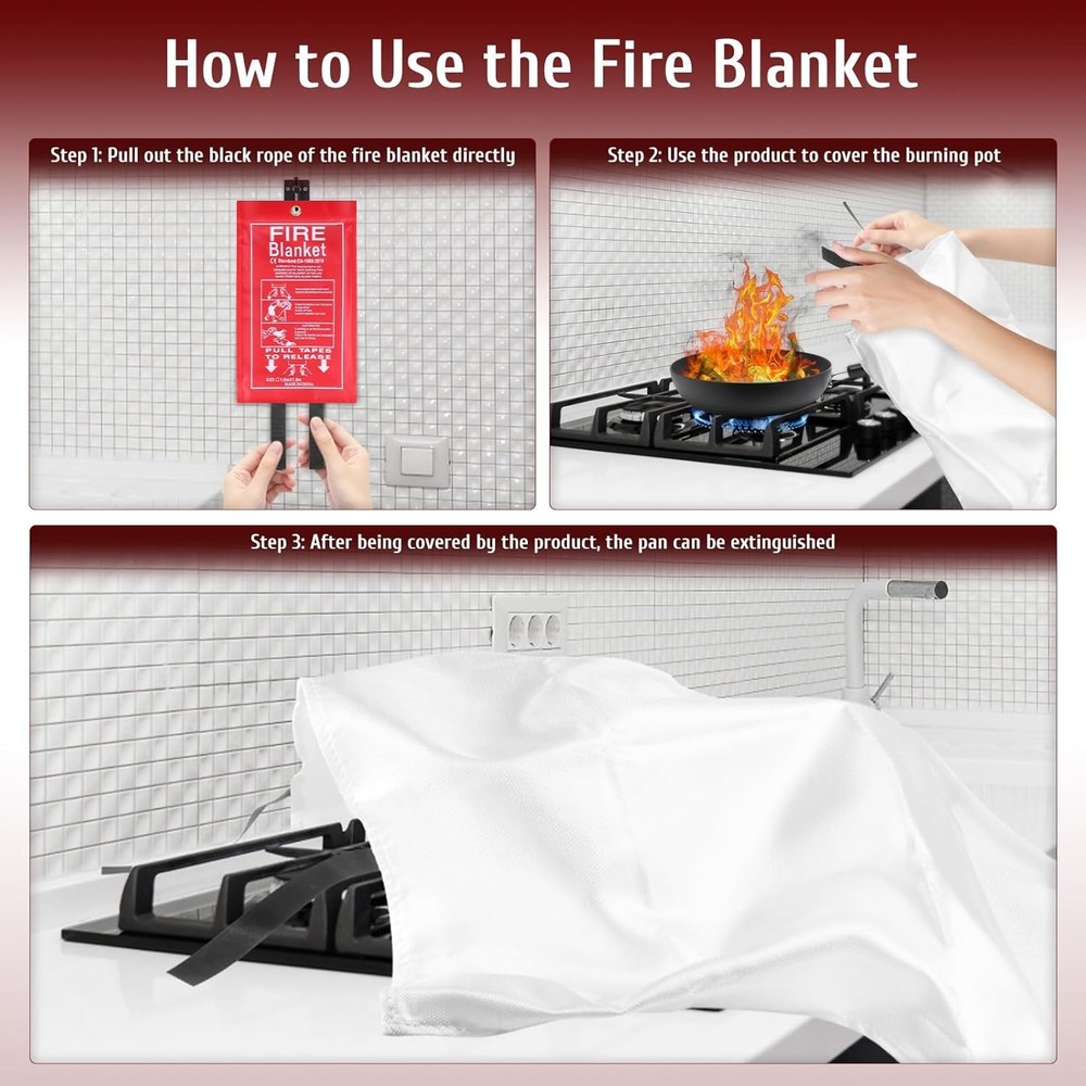 Emergency Fire Blanket - 40" x 1 Pack for Home Kitchen 1 Pack, White