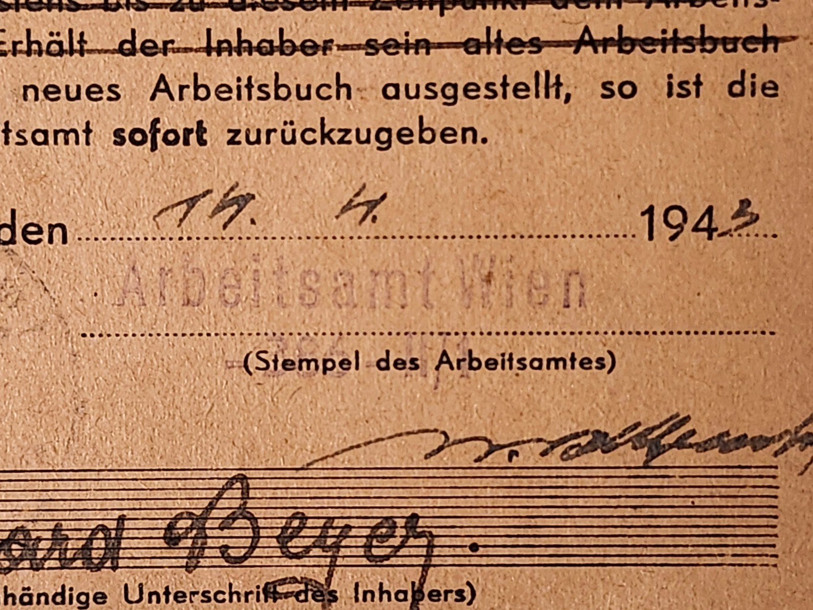 WW2 Germany. Replacement card for workbook, 1941-45..