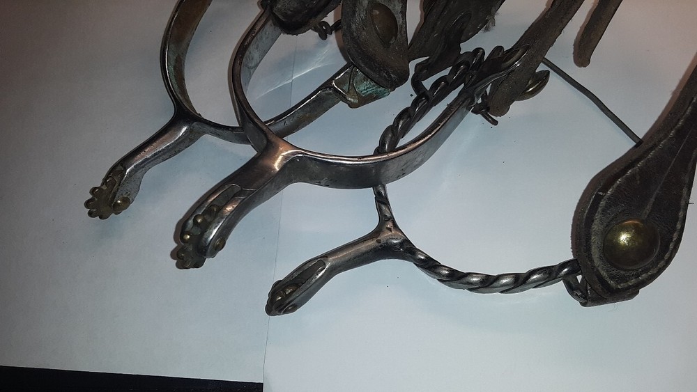 spur rowel performance western turf riding w/ leather strapes used
