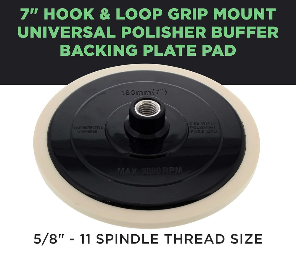 7" Hook & Loop Grip Mount Universal Polisher Buffer Backing Plate 5/8" 11 Thread