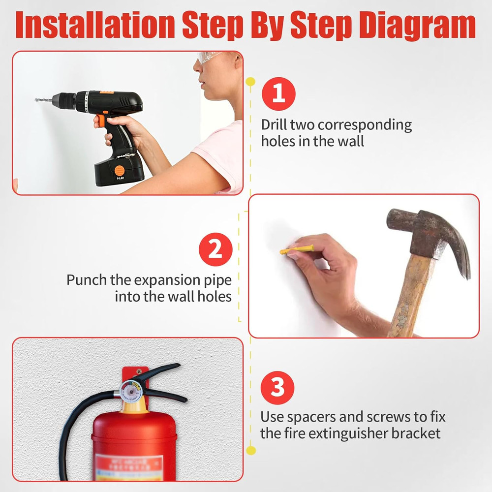 4 PCS Universal Fire Extinguisher Mount Wall Bracket, Fire Extinguisher Mounting