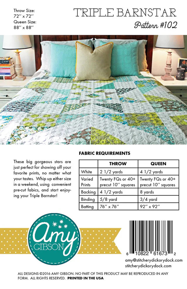 Triple Barnstar Quilt Pattern by Amy Gibson