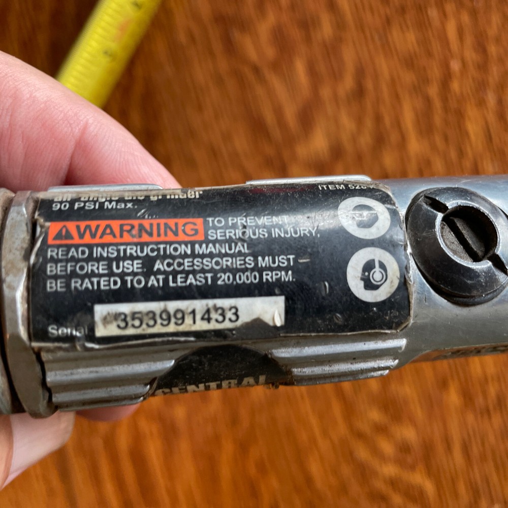 Central Pneumatic Angle Grinder,model used Working condition