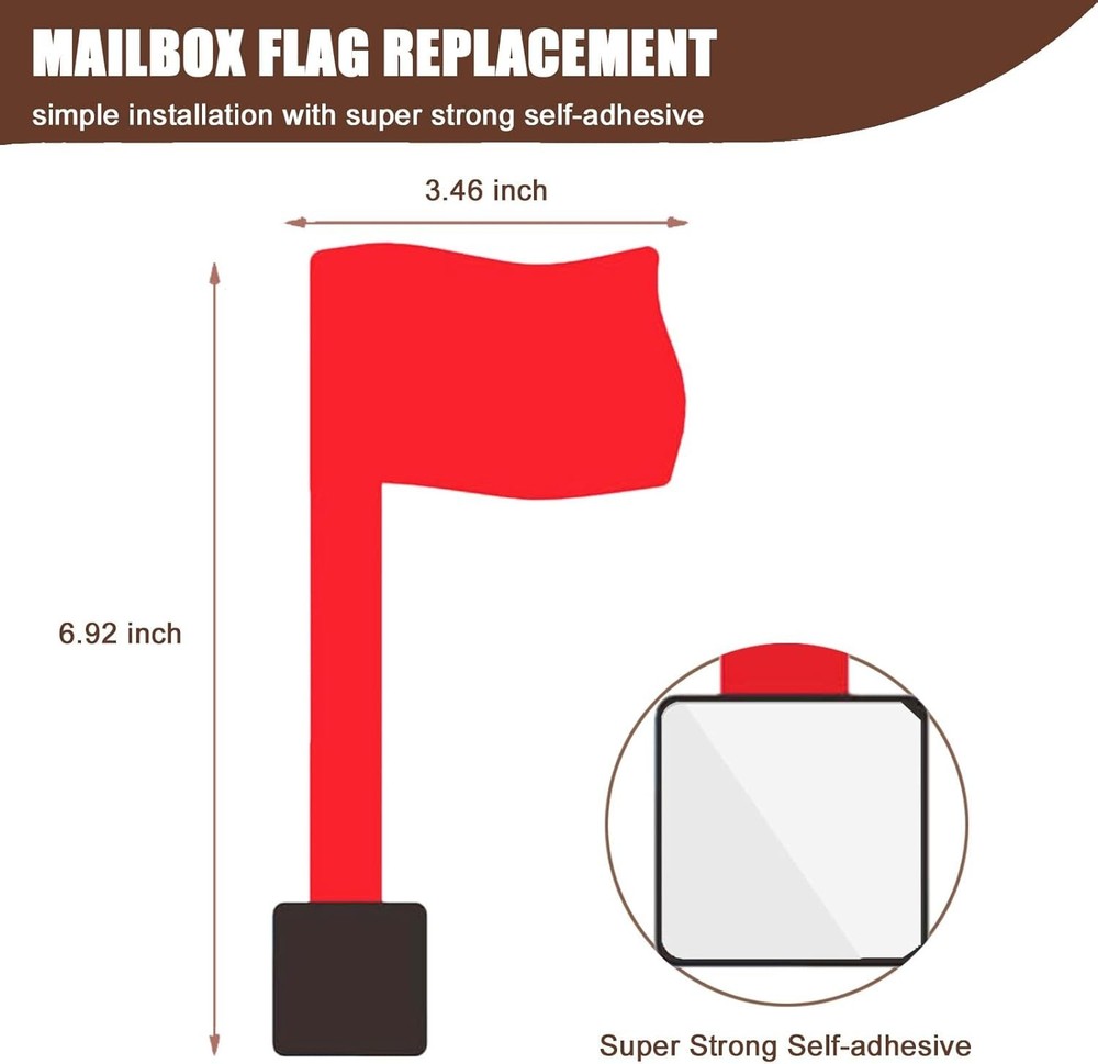 Universal Acrylic Red Flag Mailbox Flag Sign Upgrade Sinking-Fixed Design wit...