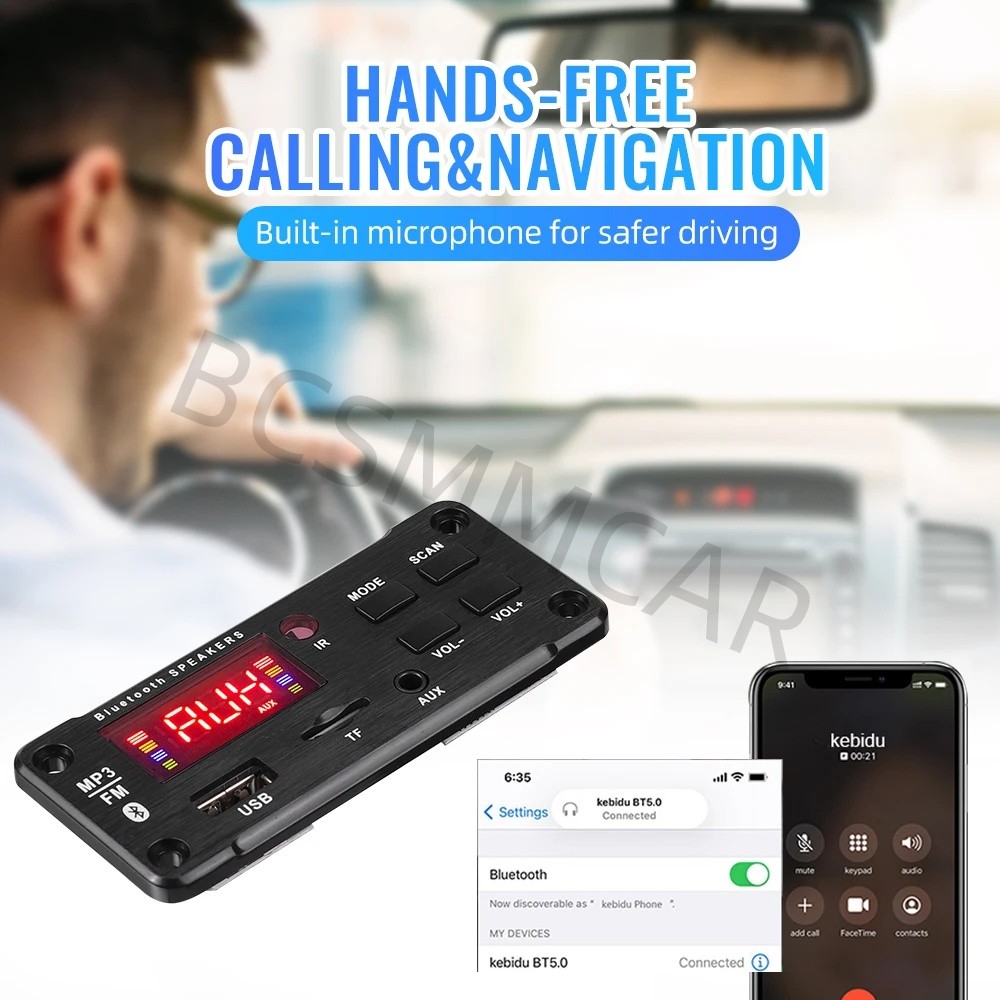 50W Car FM Radio Module Bluetooth Speaker MP3 Decoder Board USB TF FM Player