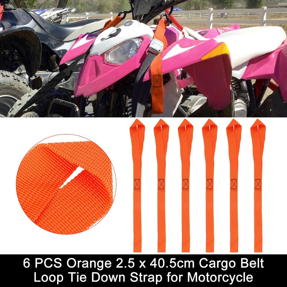 6 PCS Orange 2.5 x 40.5cm Cargo Belt Loop Tie Down Strap for Motorcycle