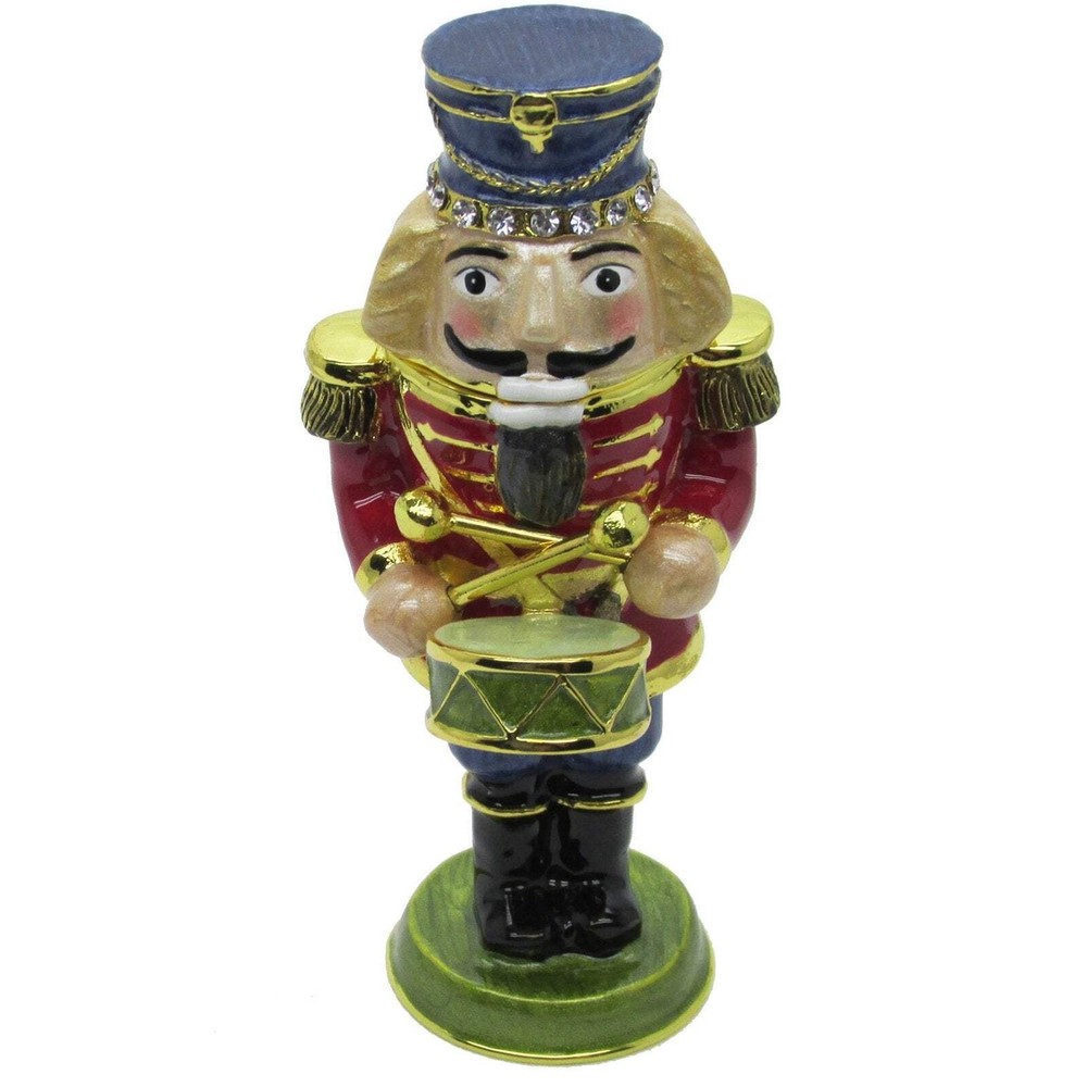 Nutcracker Drummer Jeweled Trinket Box with Austrian Crystals