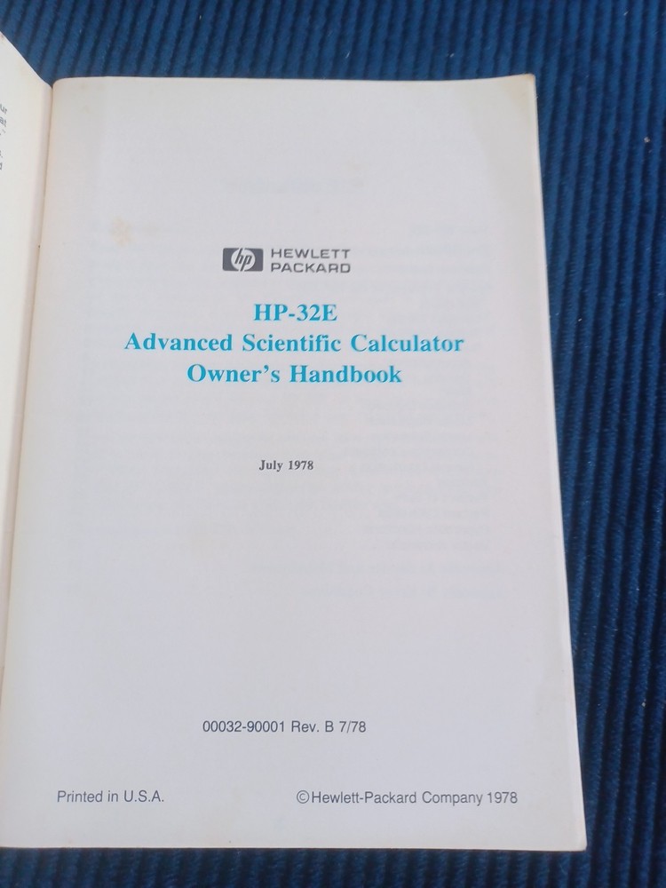 HP-32E Owner’s Handbook