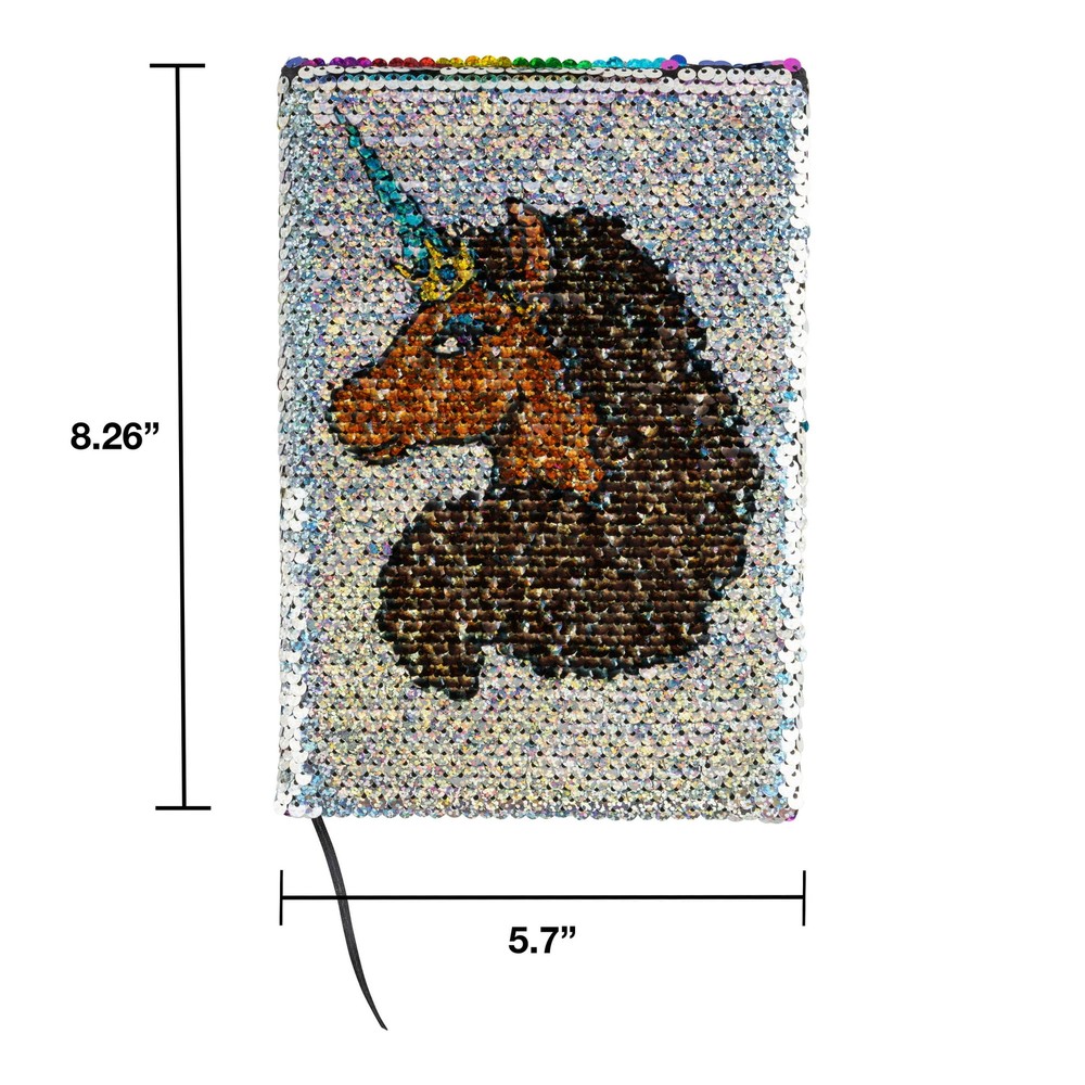 Afro Unicorn Shimmering Silver Sequin Journal