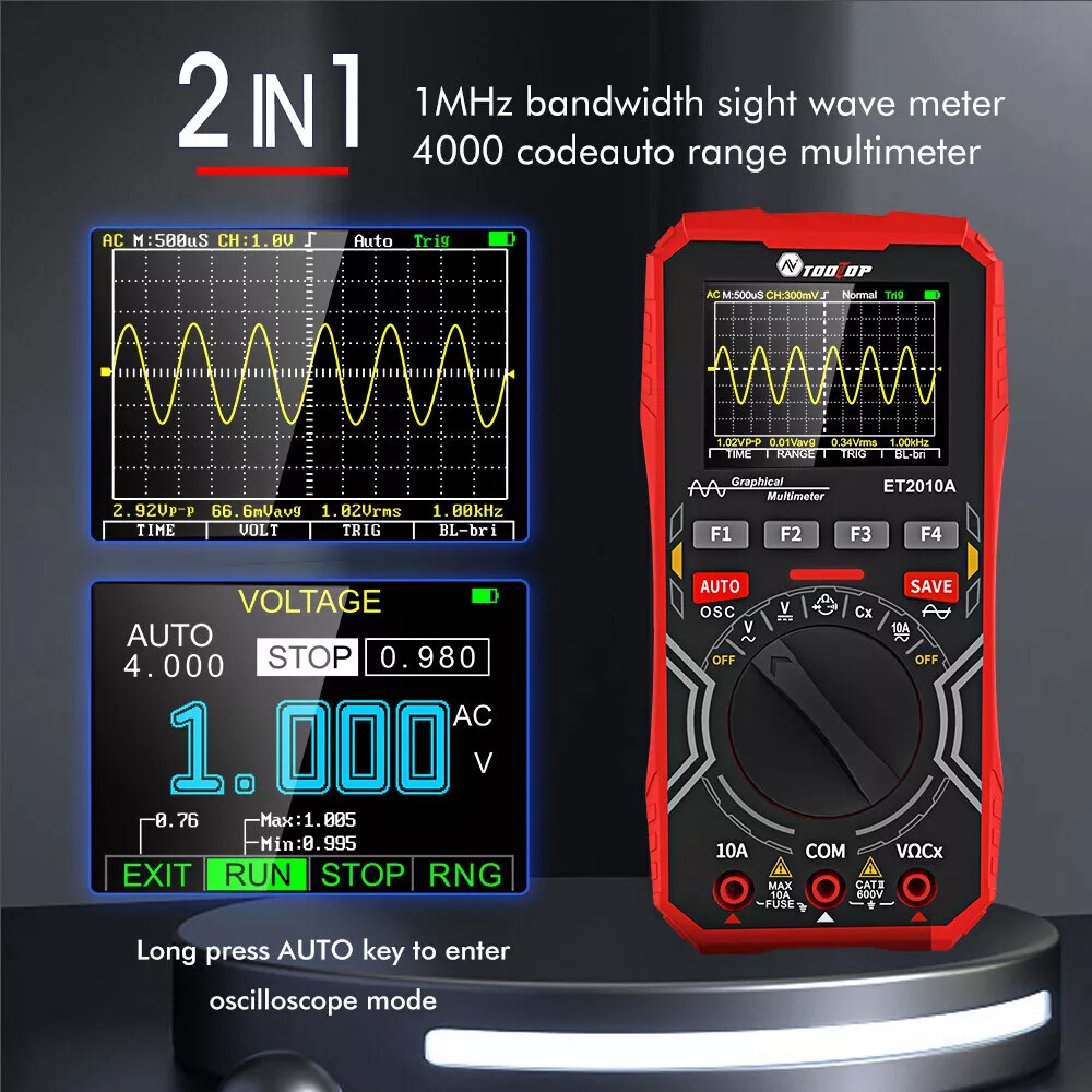2in1 Oscilloscope Multimeter Digital Display Handheld Oscope Meter 1Mhz E3I8 FIX