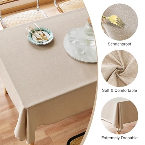 Textured Polyester Tablecloth Rectangle 52x70 Waterproof Spill-Proof Wipeable