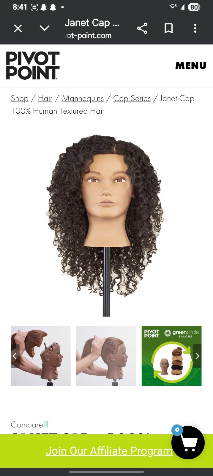 Pivot Piont, Manniquin Janet Cap %100 Human Hair Cap #2524