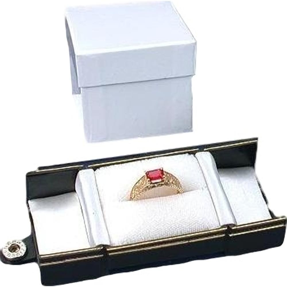12 Black Leatherette Snap Closure Ring Boxes Displays