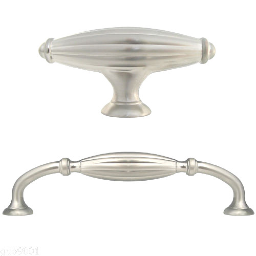 Brushed nickel  Flute Kitchen Cabinet Drawer Knobs and Pulls  5" Brushed nickel