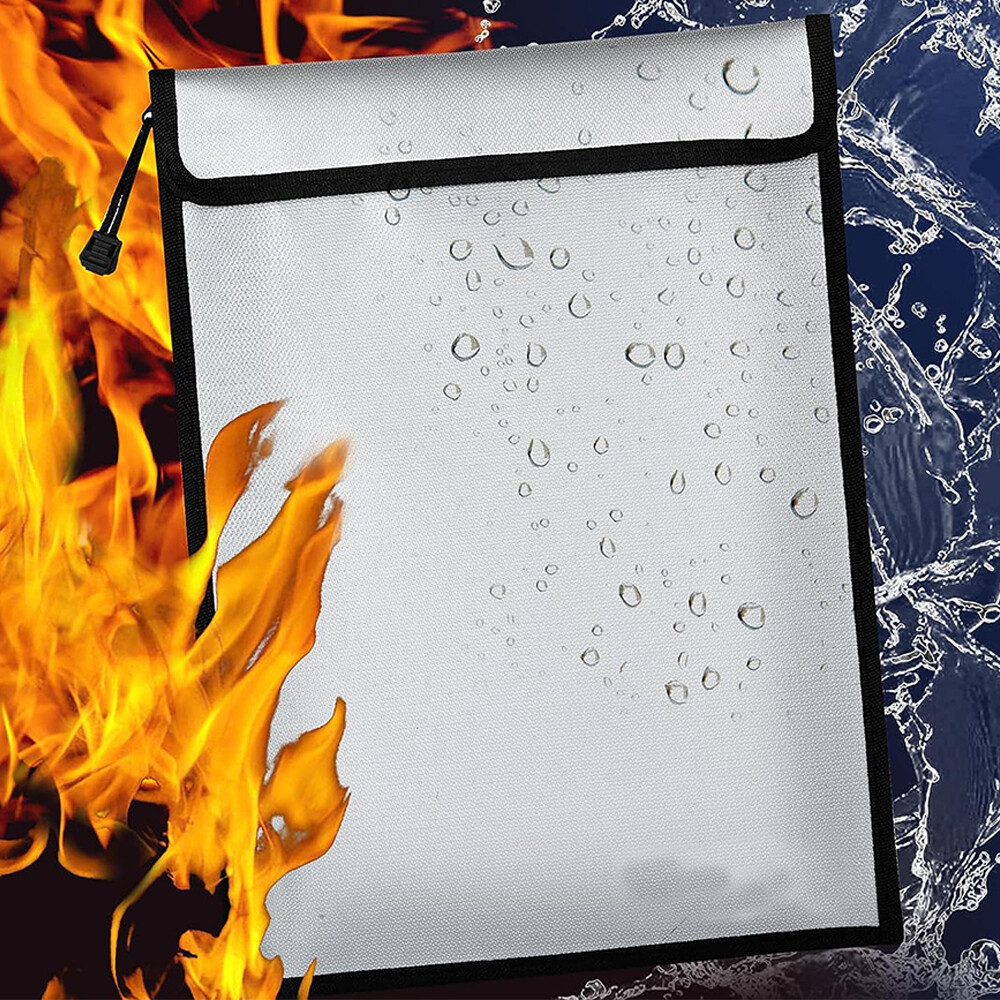 Fireproof Document Bag Waterproof Safe Cash Money Pouch Storage Envelope Folder