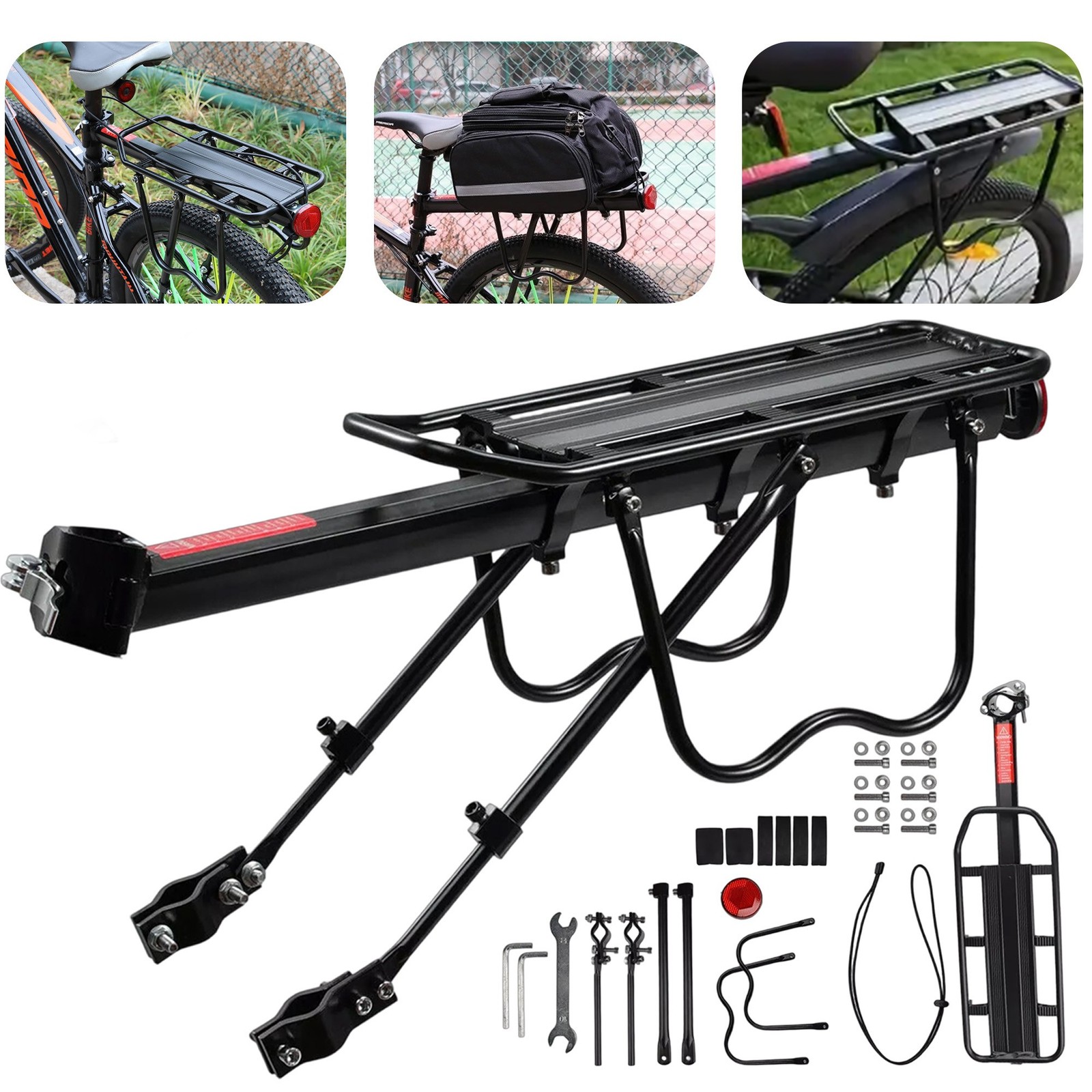 Adjustable Bike Cargo Rack With Fender Broad Cycling Pannier Bicycle Carrier