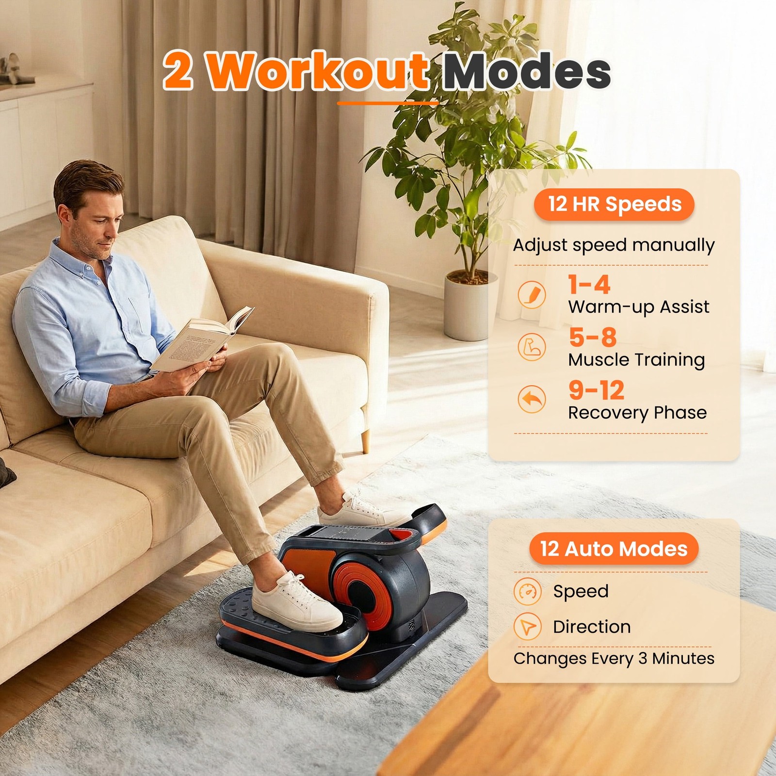 Edx Under Desk Elliptical Machine Portable Electric Leg Exerciser with Remote,